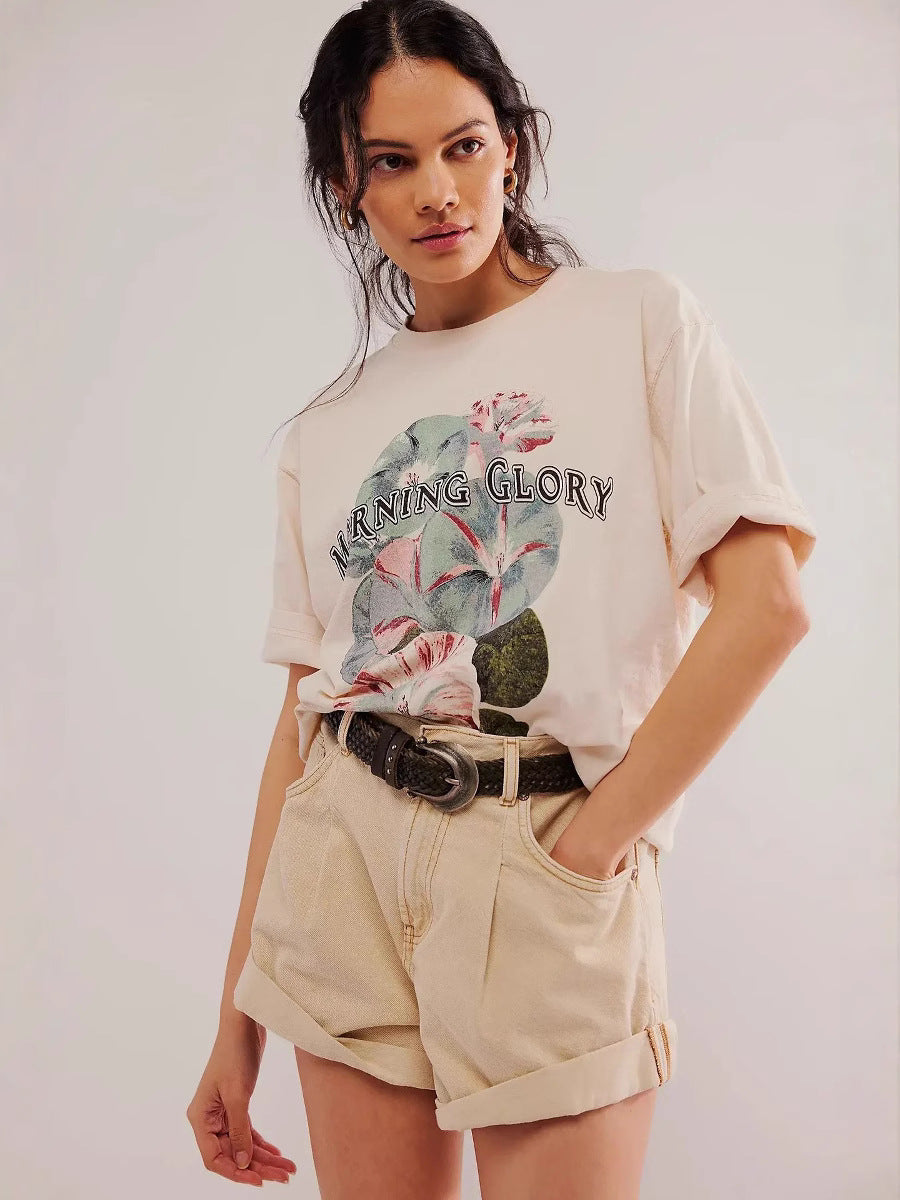 Women's Summer Printed Casual Round Neck Women's T-shirt