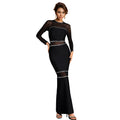 Women's Fashion Wear Rhinestone Mesh Long Dress