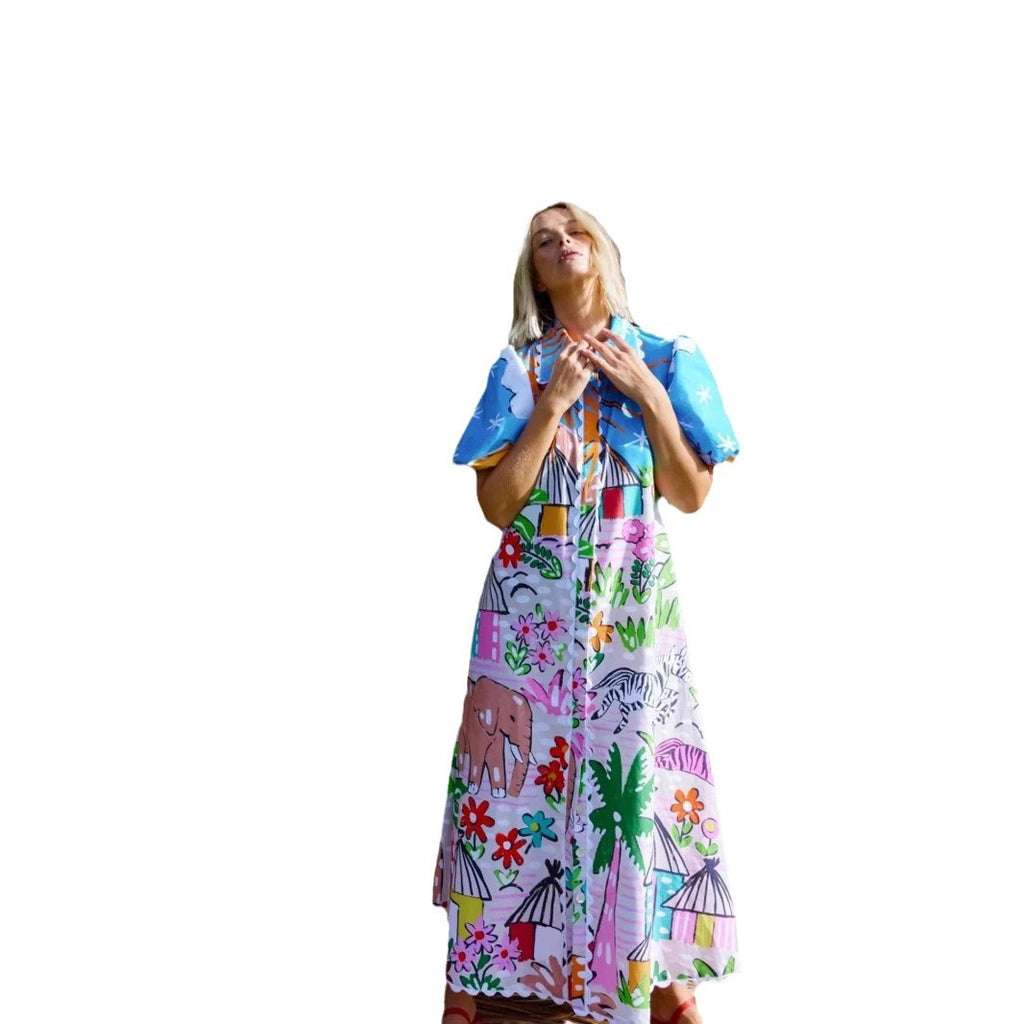Creative Linen Personality Printed Shirt Collar Cardigans