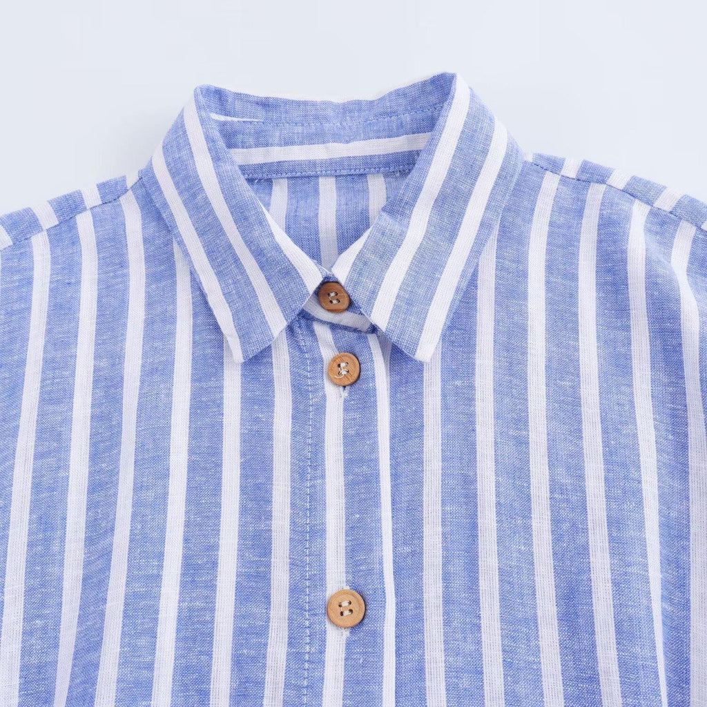 Women's Linen Blended Striped Picture Color Personality Dress