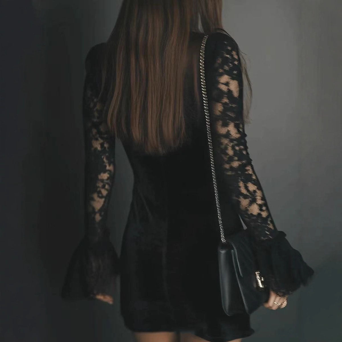 Women's French Sexy Lace Slimming Patchwork Dress