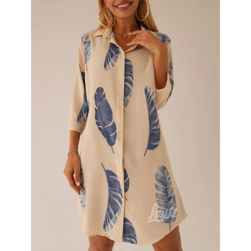 Versatile Fashionable Elegant Printing Lapel Single-breasted Cardigans