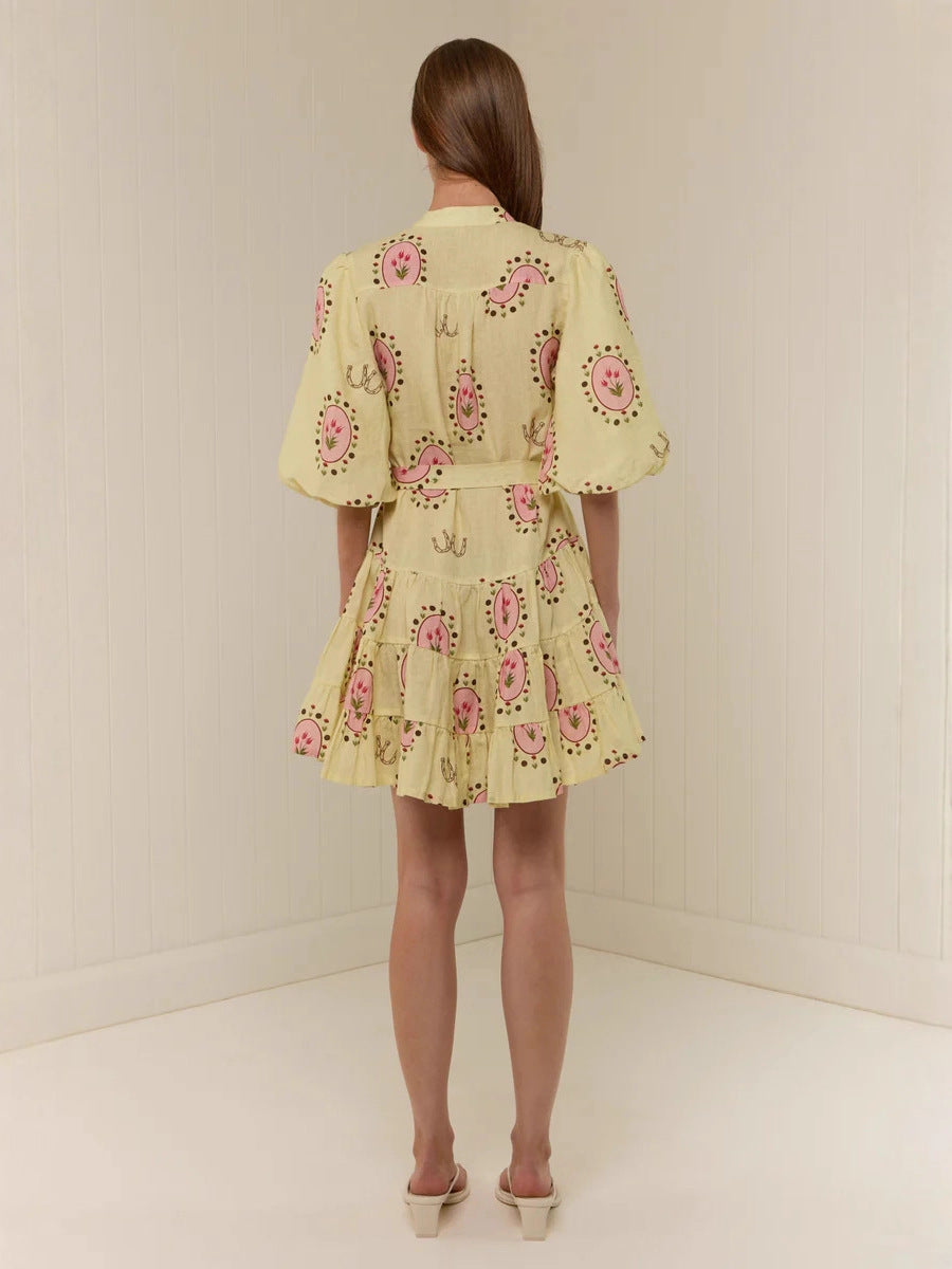 Versatile Casual Fashion Linen Shirt Collar Dress