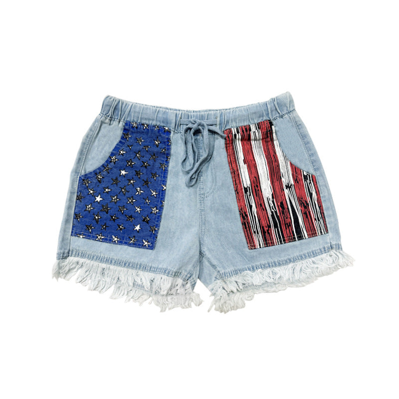 Women's High Waist Drawstring Tassel Denim For Women's Jeans