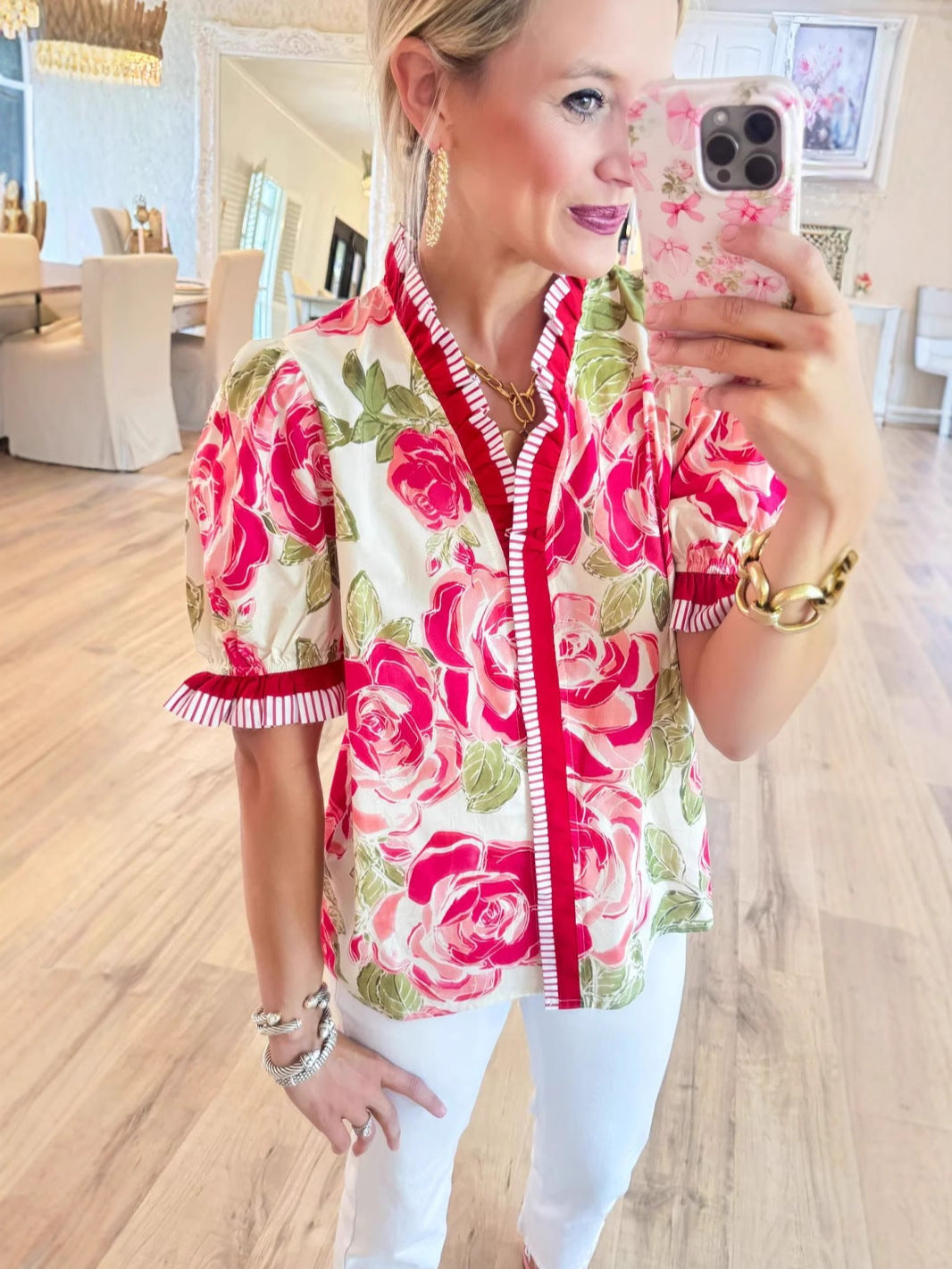 Women's Casual Fashion Leopard Print Contrast Color Ruffled Sleeves Shorts