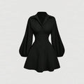 Autumn Pure Sexy Style Fashion Polo Collar Solid Color Versatile Dress
