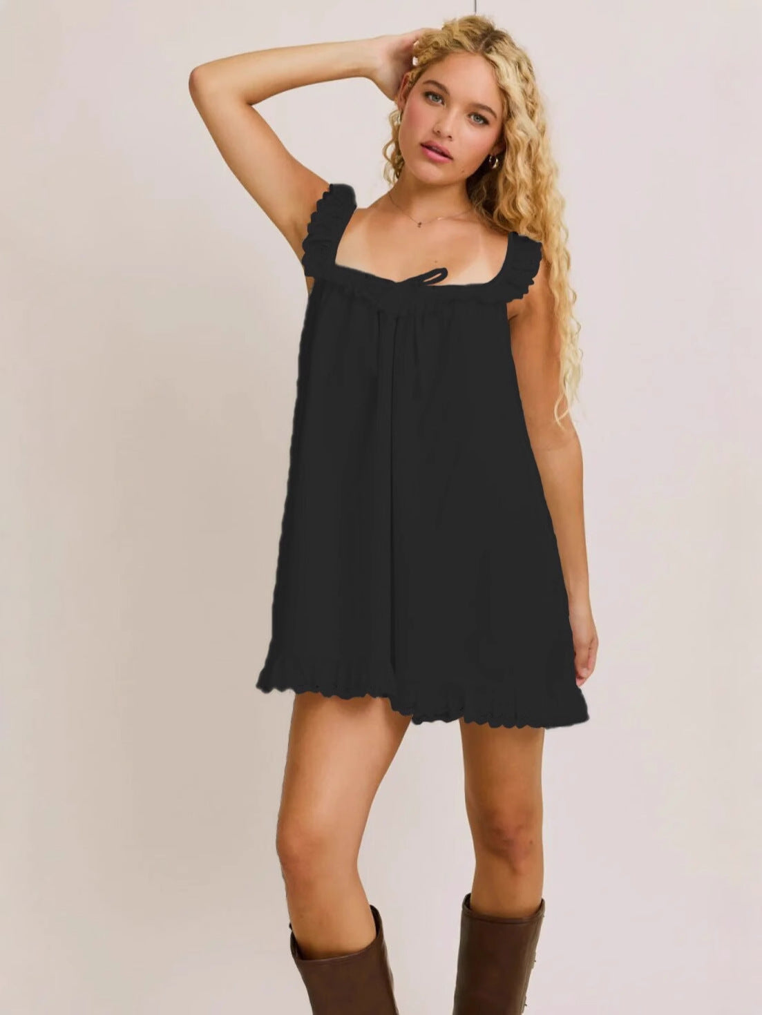 Women's Summer Large Solid Color Lace Retro Dress