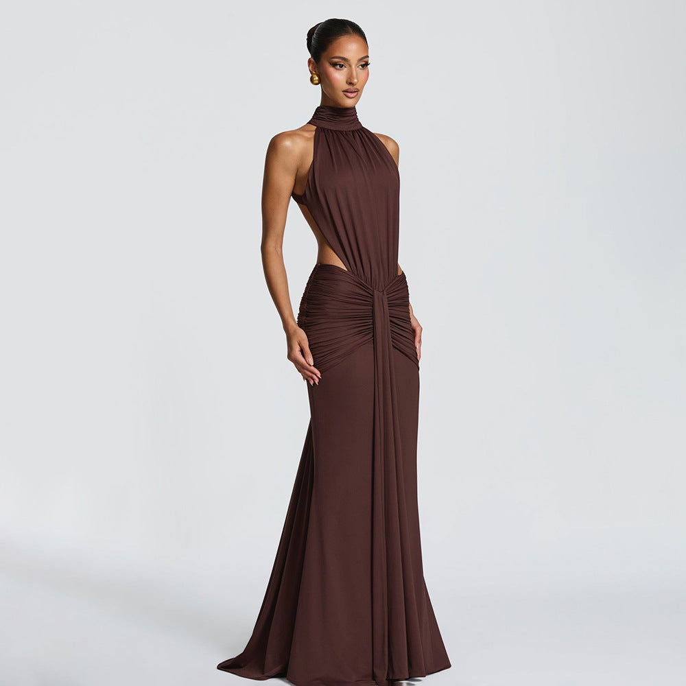 Women's Solid Color Elegant Sexy Slim Fit Backless Dress