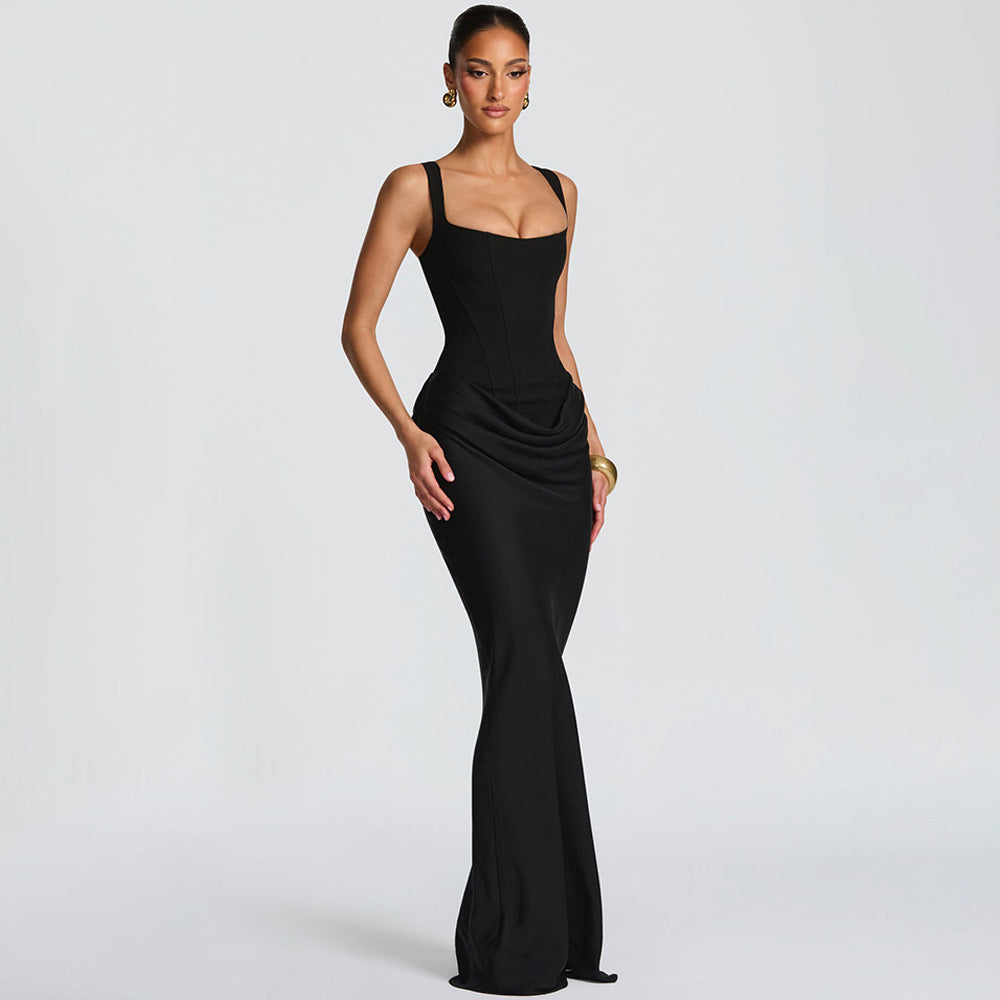 Hot Fashion Waist Pleated Suspender Sleeveless Dress