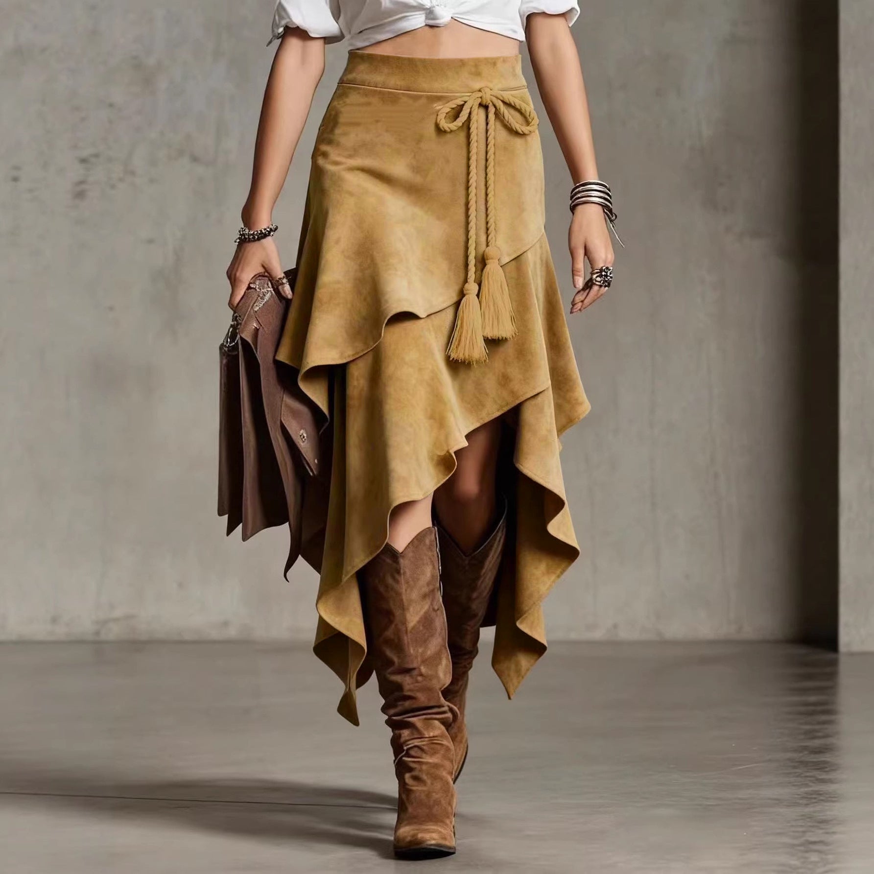 European Retro Western Style Irregular Design Skirts