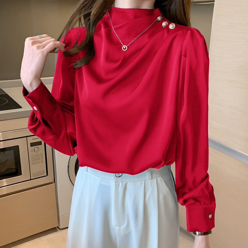 Women's Shirt Puff Sleeve Spring Chiffon Temperament Blouse