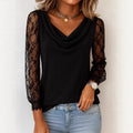 Women's Lace Stitching Sleeve Swing Collar Women's T-shirt