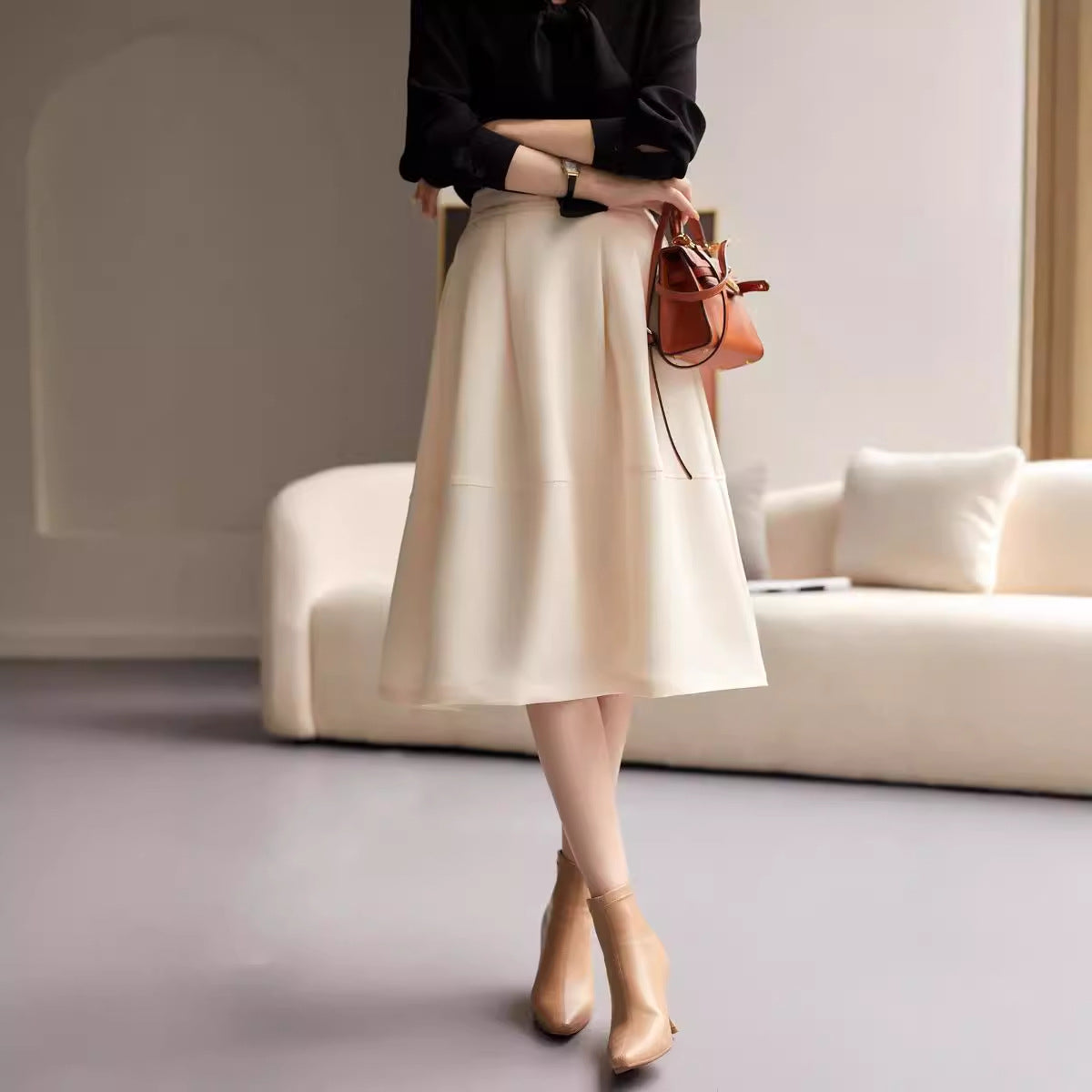 Original Single Hepburn Style High Waist A- Line Slimming Skirt