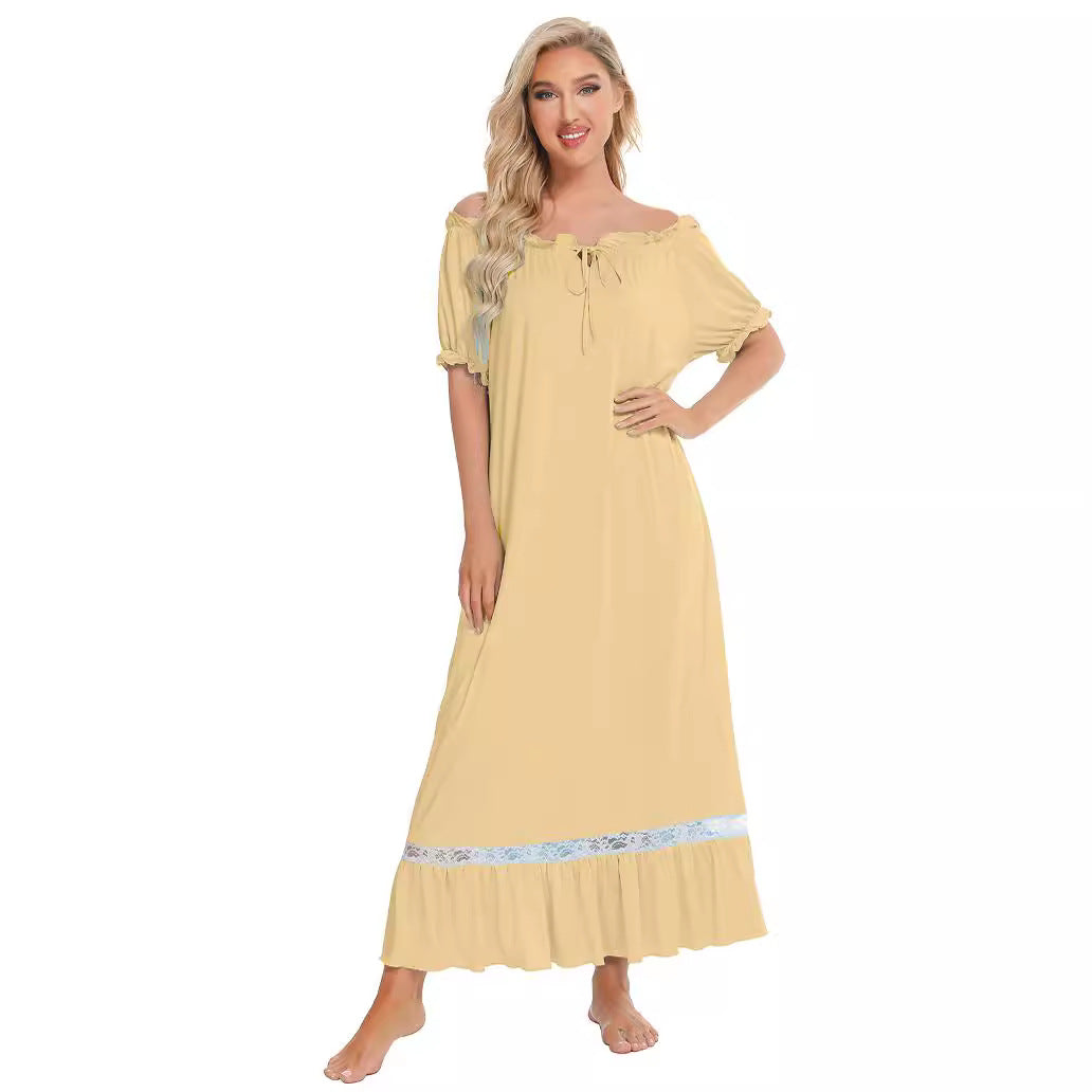 Versatile Women's Pajamas Sleeve Nightdress Comfortable Dress