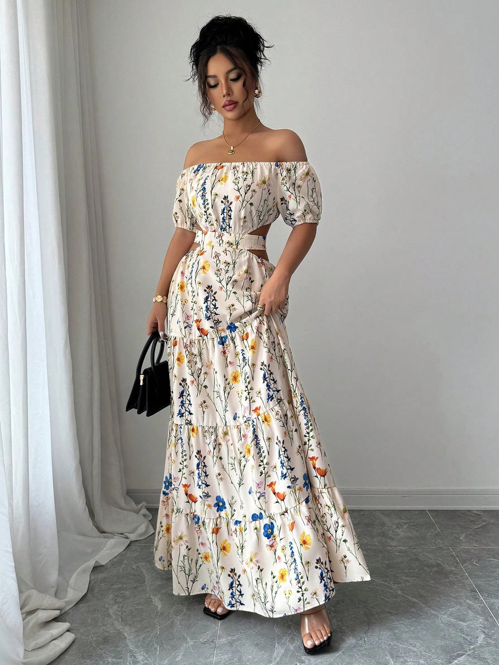 Female Lady Backless Shoulder Strap Elegant Dress