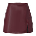 Women's Leather Sexy Front Slit Sheath High Shorts