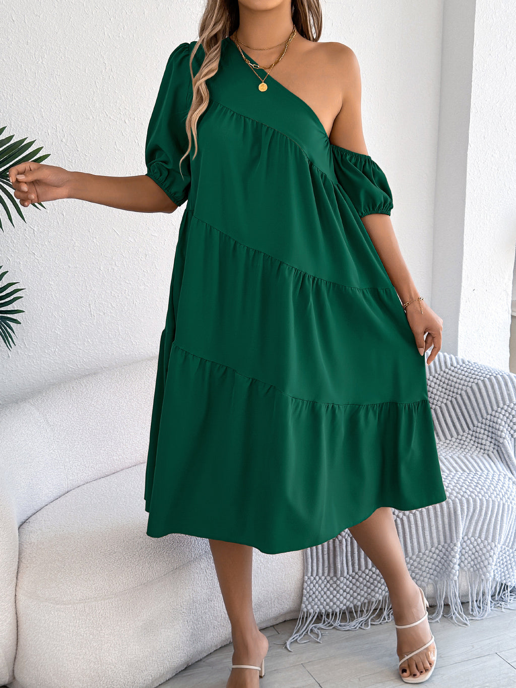 Women's Sleeve Casual Loose Lotus Leaf Large Dress