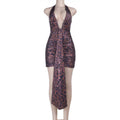 Sexy Leopard Print Halter Ribbon Mini Dress