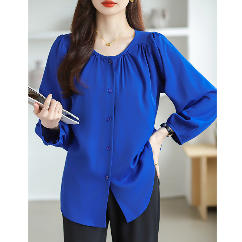 Women's Shirt Large Loose Leisure Slimming Belly Covering Elegant Blouse