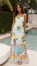 Women's Summer Positioning Printed French Elegant Suspender Dress