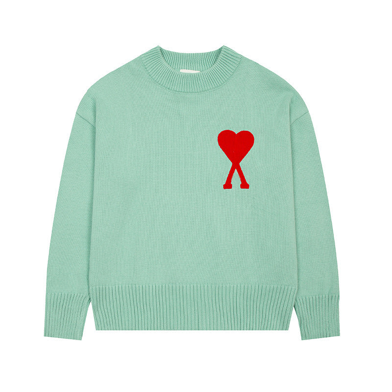 Round Neck Small Love Fashion Female Couple Loose Long Women's Sweater