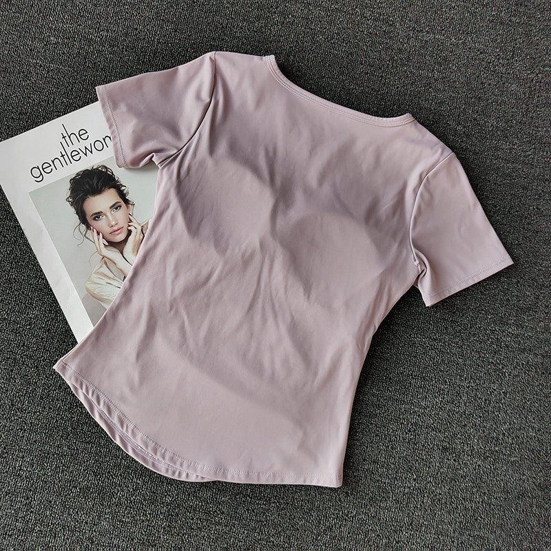 Women's Design Sleeve Sports With Chest Pad Women's T-shirt