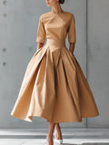 Elegant Personality Design Three-quarter Sleeve Swing Dress