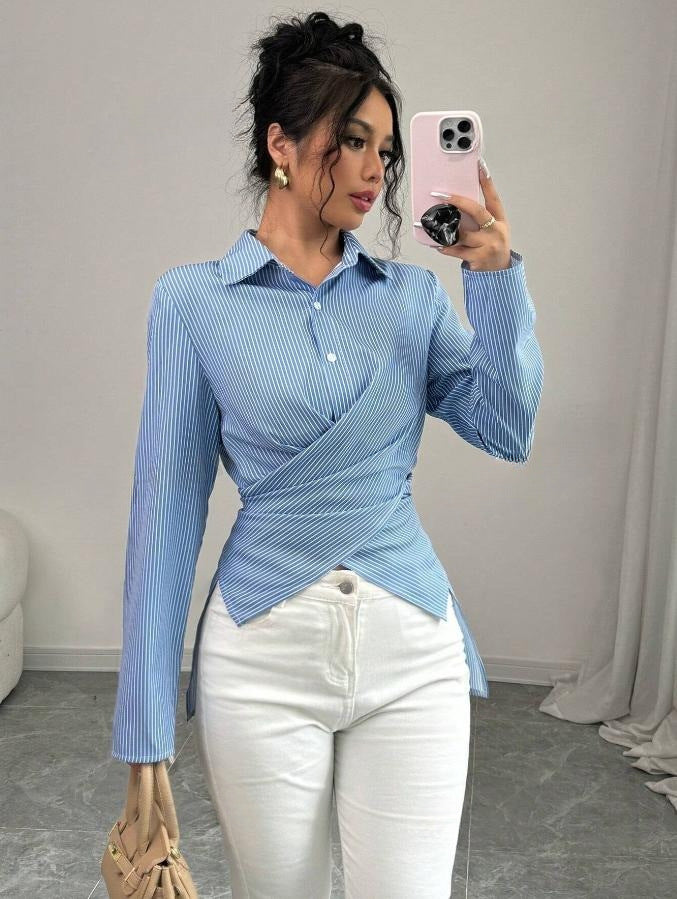 Women's Sexy Fashion Elegant Long Sleeve Button Blouse