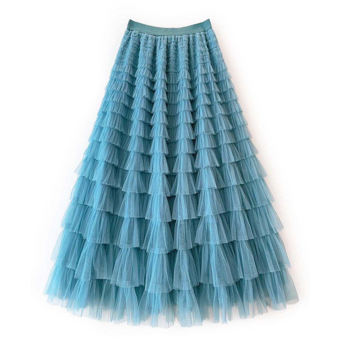 Women's Long Autumn Elegant Solid Color High Waist Net Yarn Cake Skirts