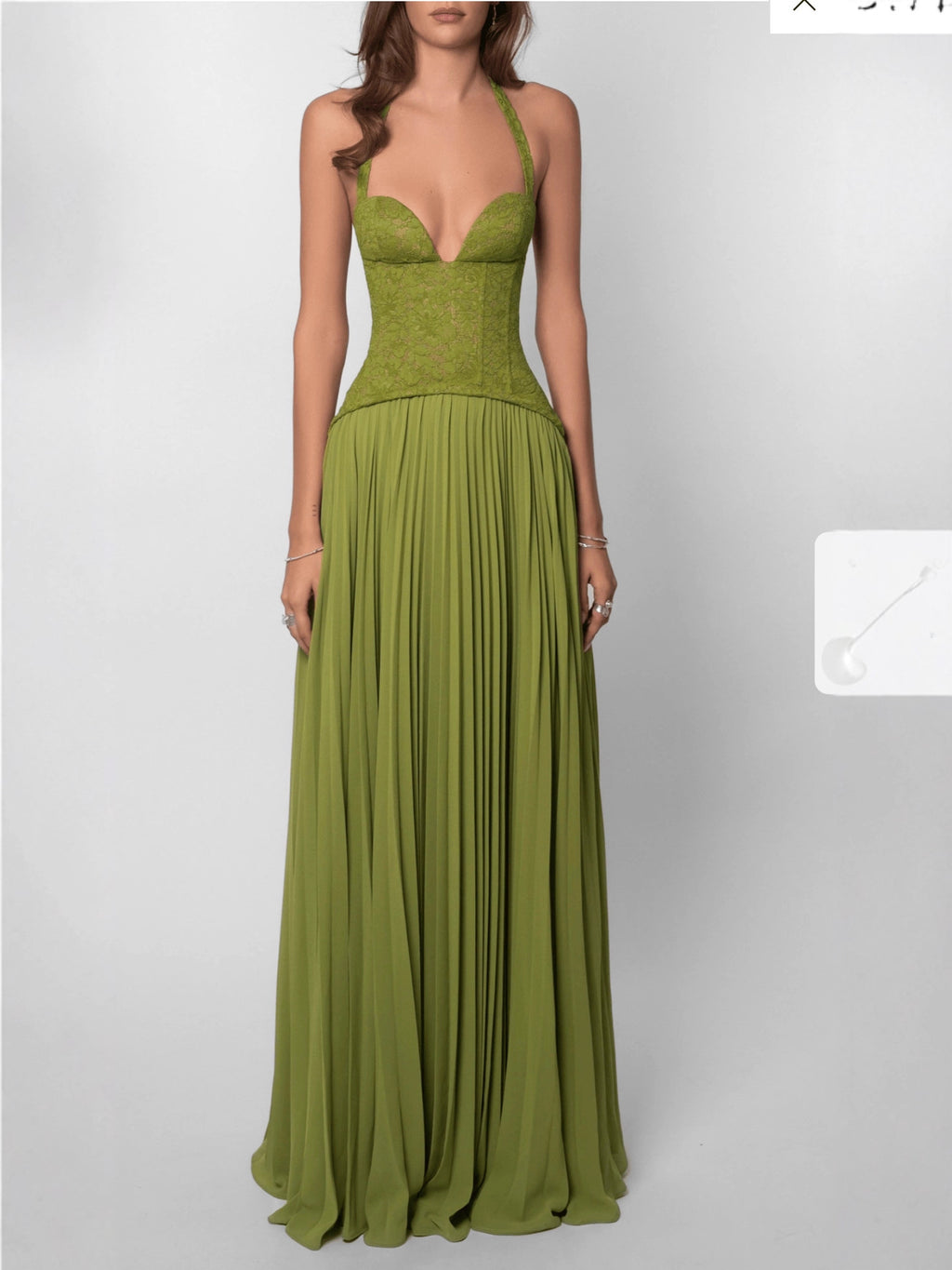 Women's Fashionable Sexy Backless Halter Low Collar Dress