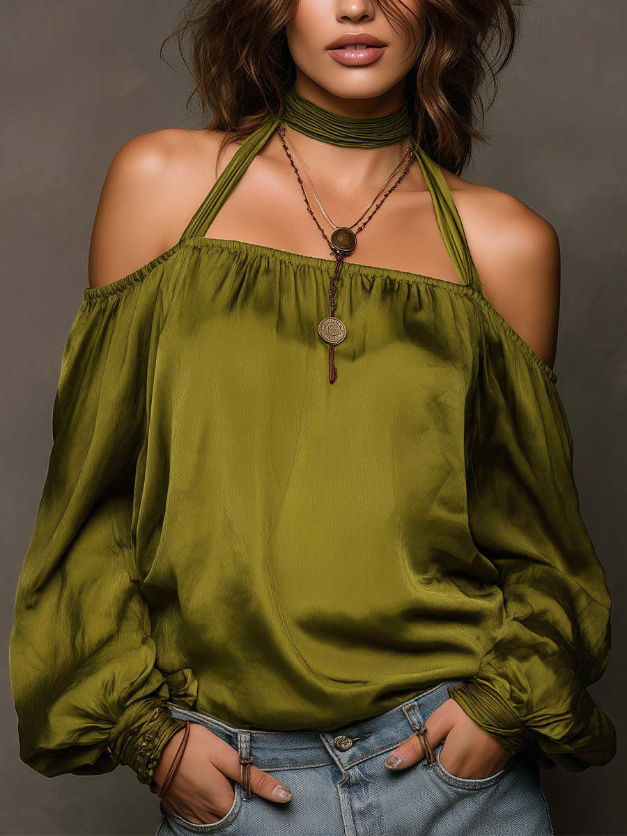 Women's Fashion Wear Elegant Matte Satin Shirt Blouse