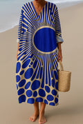 Women's Printed Fashion Popular Stitching Linen Dress