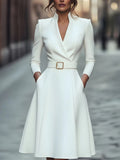 Women's Solid Color Waist Tight Swing Long Clothing