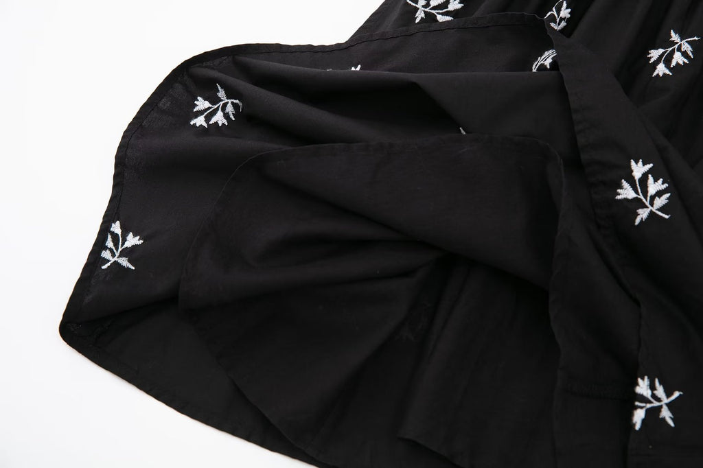 Fashion Elegant Women's Flower Embroidered Strap Dress