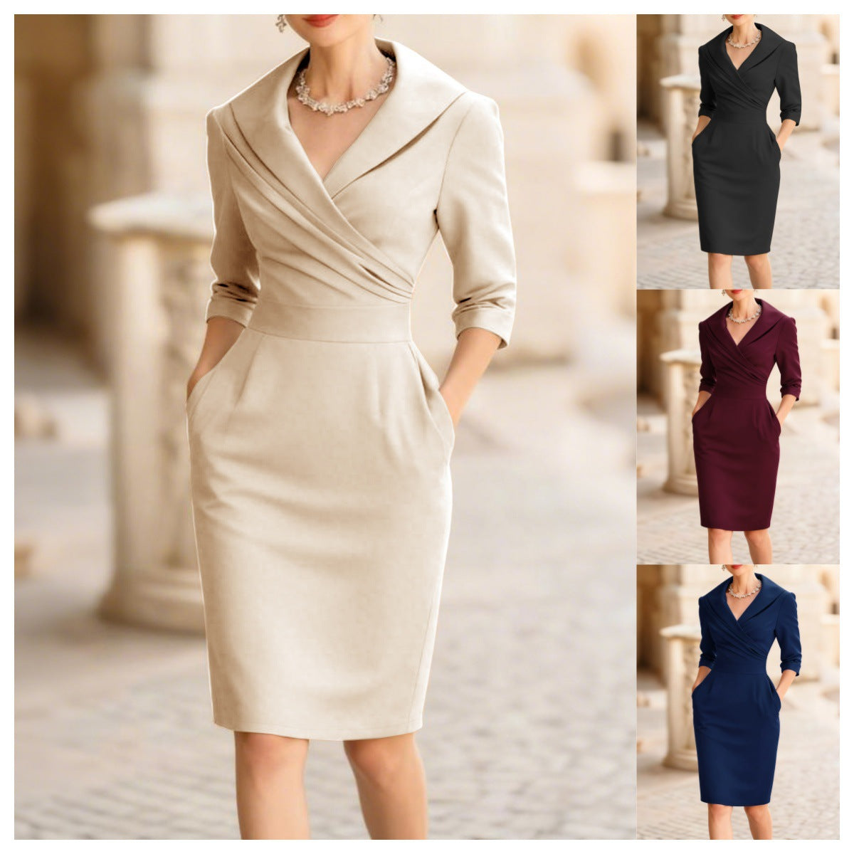 Women's Temperament Long Sleeve Slimming Waist For Dress