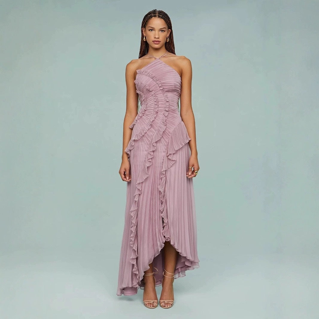 Women's Summer Sexy Halter Ruffled Long Design Dress
