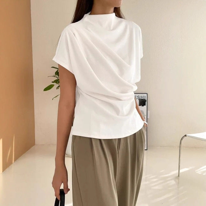 Women's Round Neck Draping Summer Simple Sleeve Women's T-shirt