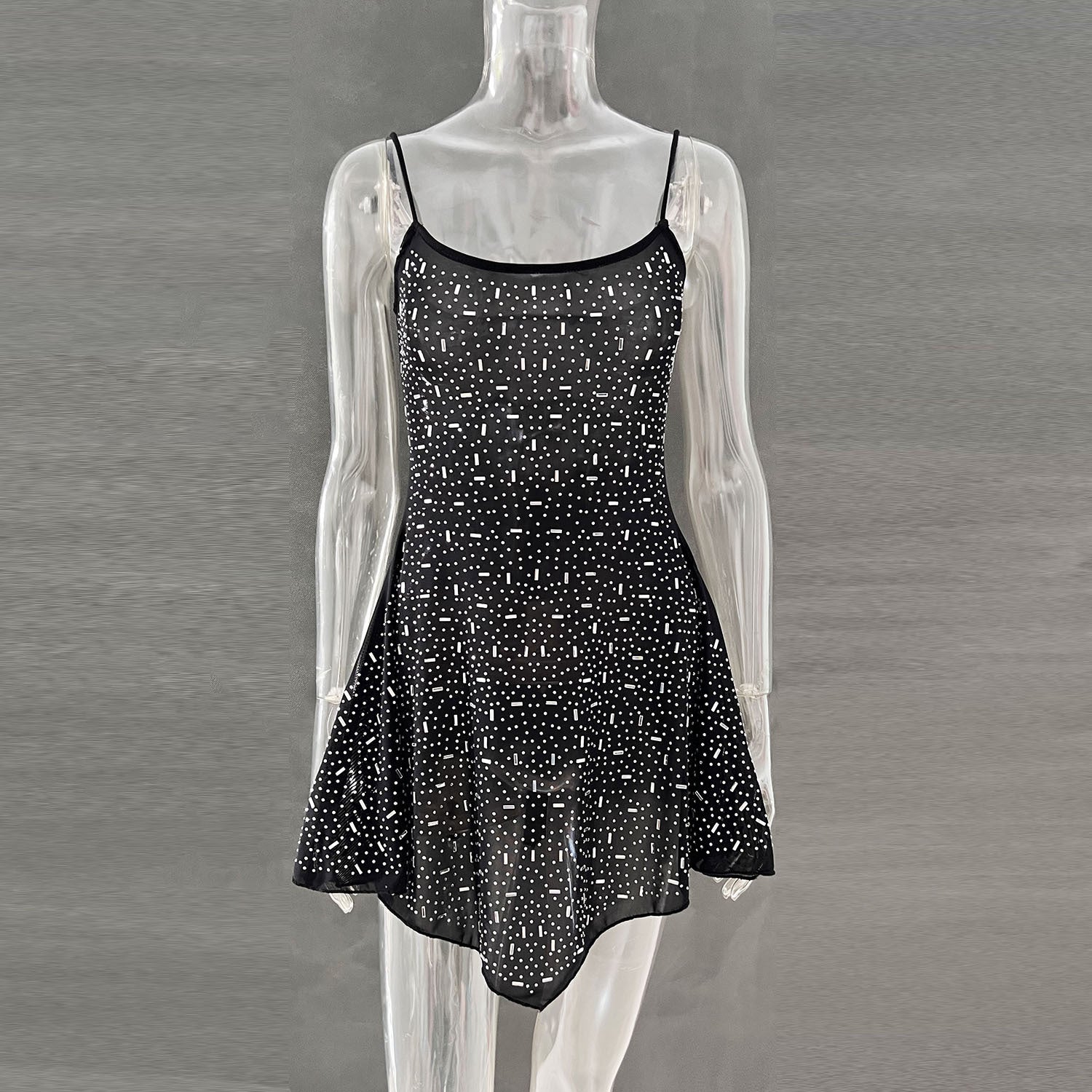 Popular Women's Party Hot Drilling Half Dress