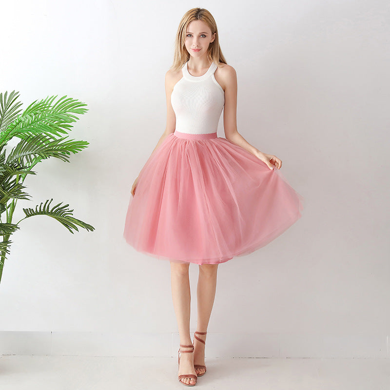 Women's High Waist Mesh Pettiskirt Adult Skirts