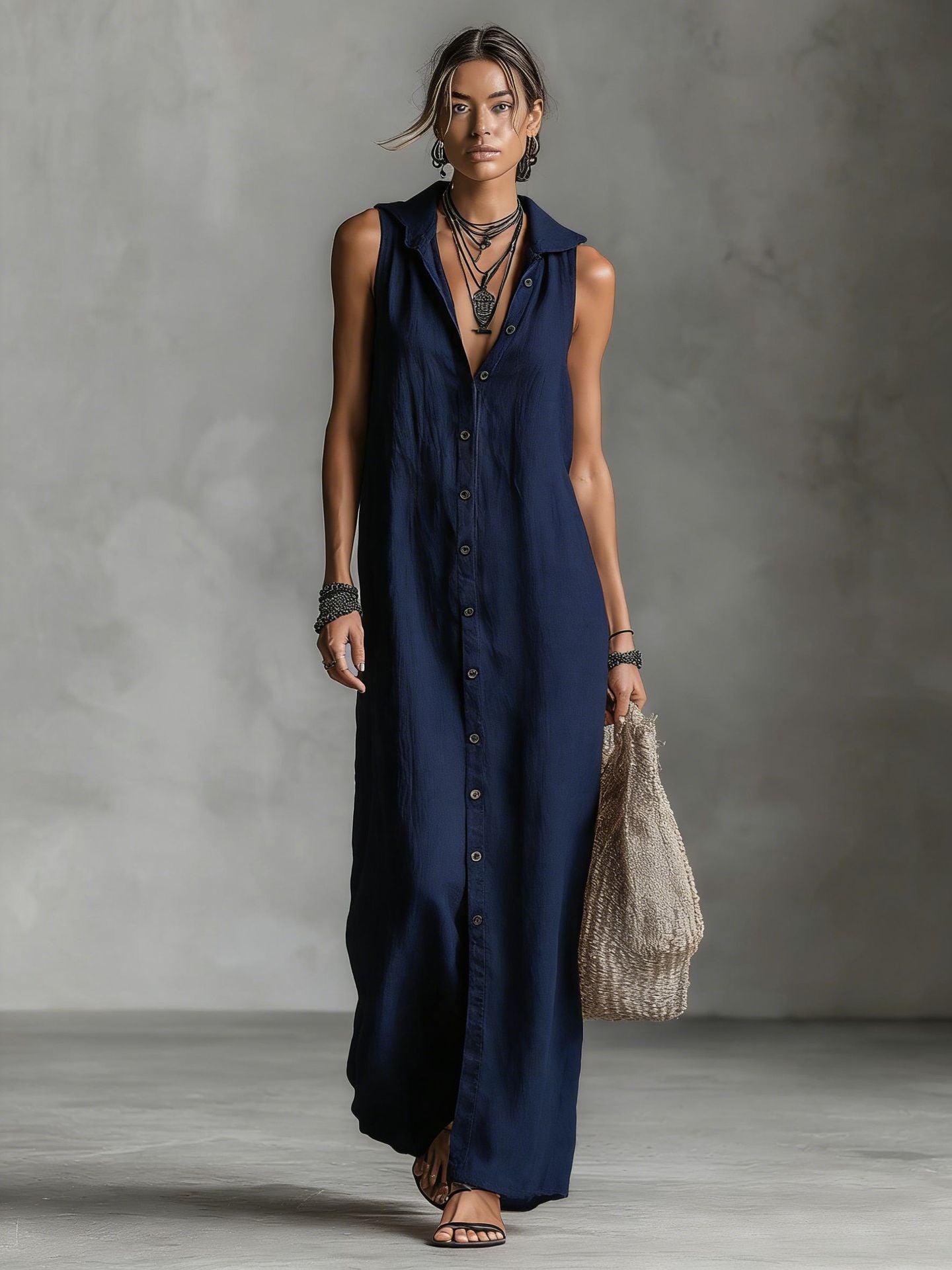 Casual Women's Summer Breasted Sleeveless Hooded Dress