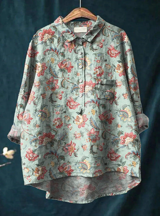 Casual Long Sleeve Shirt Animal Print Blouse