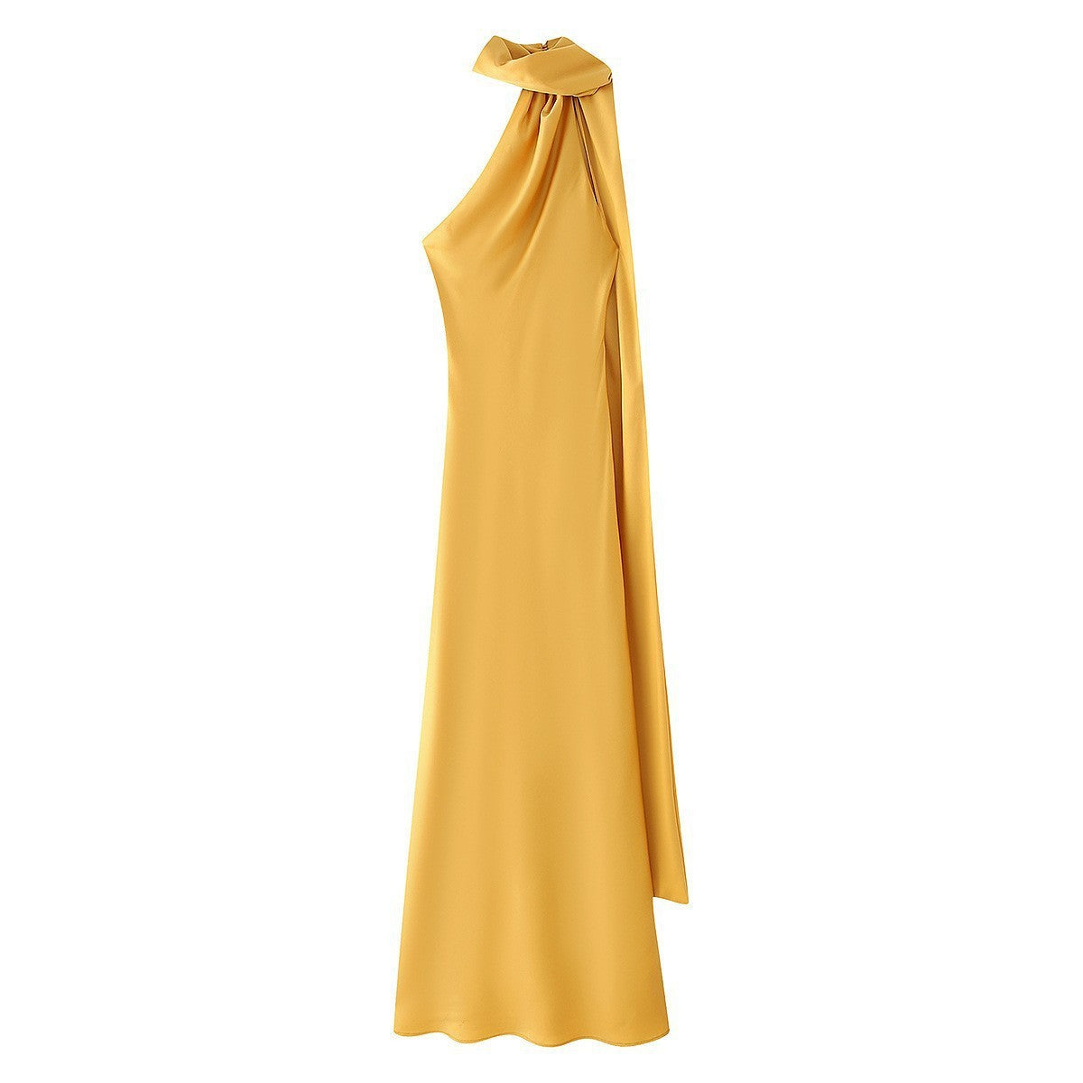 Women's Summer Silk Satin Texture Ribbon Halter Dress