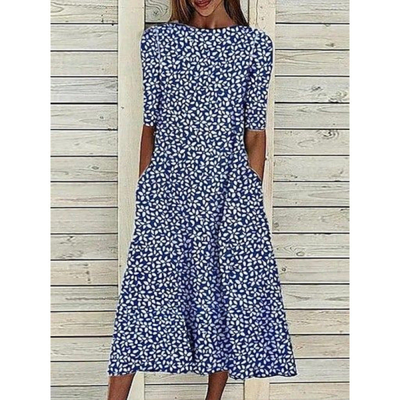 Women's Summer Casual Comfortable Round Neck Printed Dress