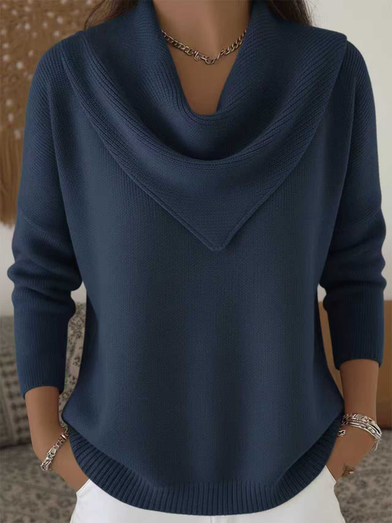 Attractive Classic Women's Solid Color Long-sleeved Tops