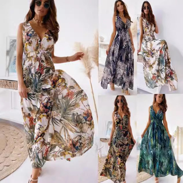 Classic Graceful Women's Summer Print Tied Clothing