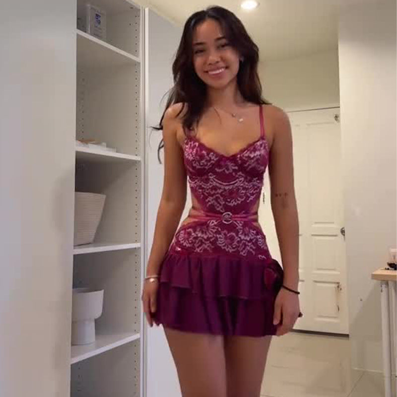 Women's Summer Solid Color Sexy Backless Hot Dress