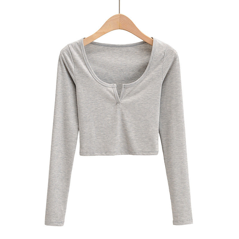Autumn Solid Color Slim Fit Small Long Sleeve Bottoming Women's T-shirt
