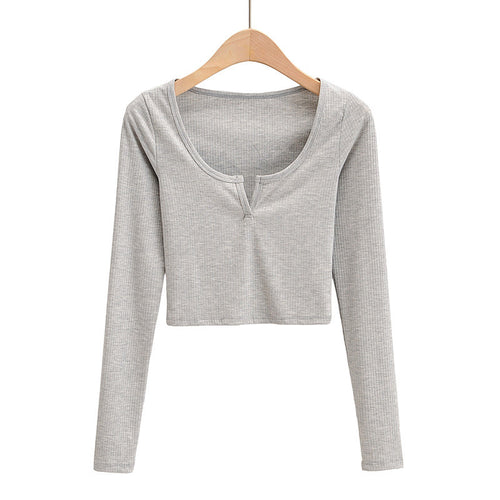 Autumn Solid Color Slim Fit Small Long Sleeve Bottoming Women's T-shirt