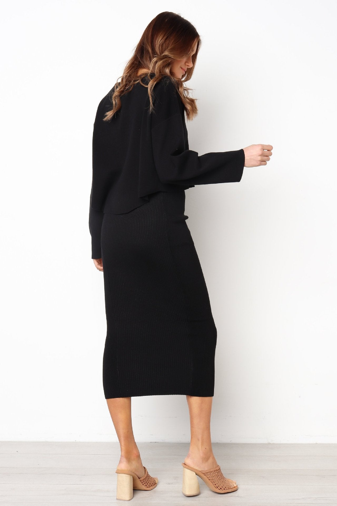 Lower Sunken Stripe Striped Sexy High Skirt