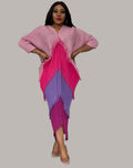 Unique Pleated Color Matching Tassel Bottoming Dress